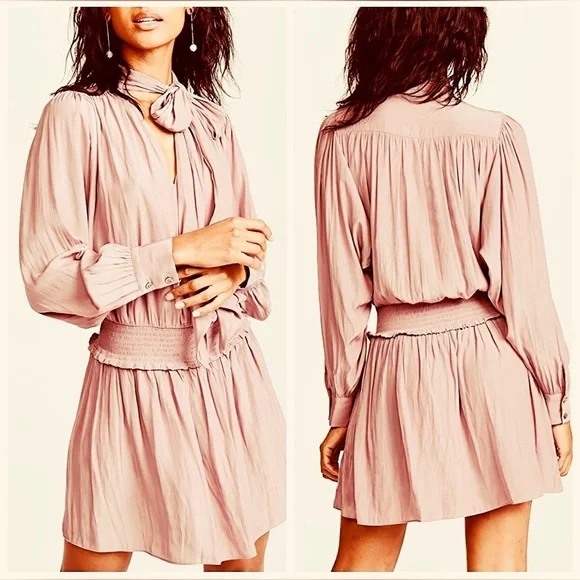 Ramy Brook Blush Pink Tie Neck Winslow Dress